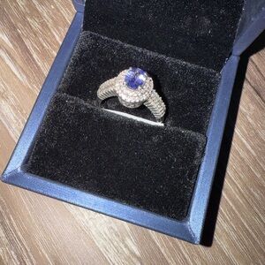 SZ 7 Elegant Silver and Blue Gemstone Ring